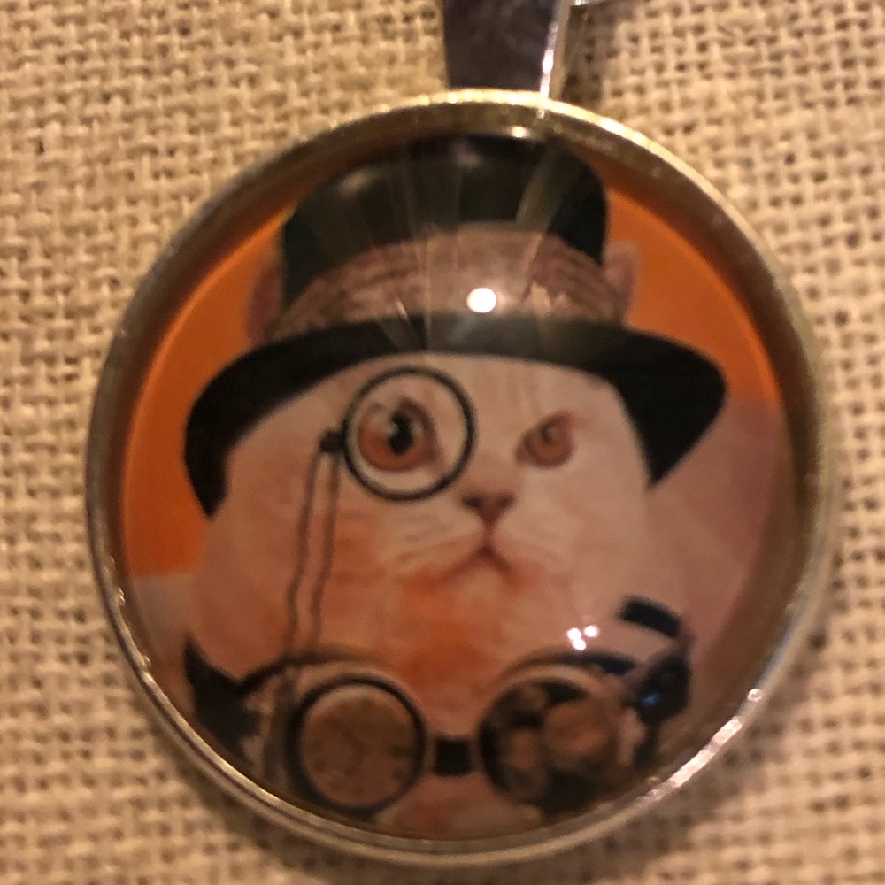 Steampunk cat necklace
